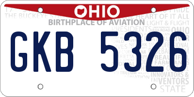 OH license plate GKB5326