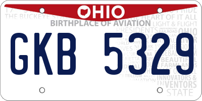 OH license plate GKB5329