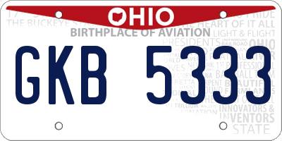 OH license plate GKB5333