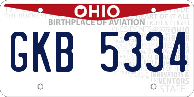 OH license plate GKB5334