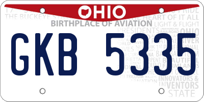 OH license plate GKB5335