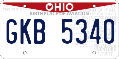 OH license plate GKB5340