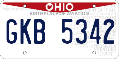 OH license plate GKB5342