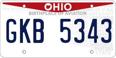 OH license plate GKB5343
