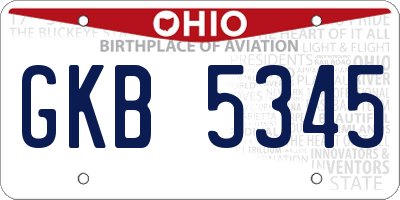 OH license plate GKB5345