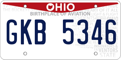 OH license plate GKB5346