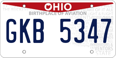 OH license plate GKB5347