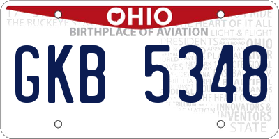 OH license plate GKB5348