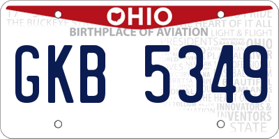 OH license plate GKB5349
