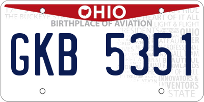 OH license plate GKB5351