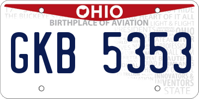 OH license plate GKB5353