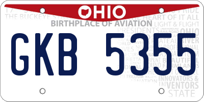 OH license plate GKB5355