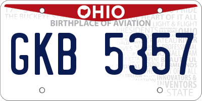 OH license plate GKB5357