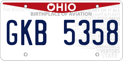 OH license plate GKB5358