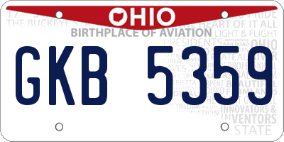 OH license plate GKB5359