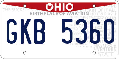 OH license plate GKB5360