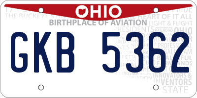 OH license plate GKB5362