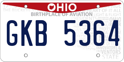 OH license plate GKB5364