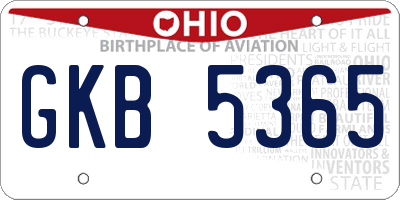 OH license plate GKB5365