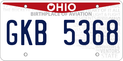 OH license plate GKB5368
