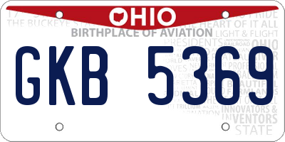 OH license plate GKB5369