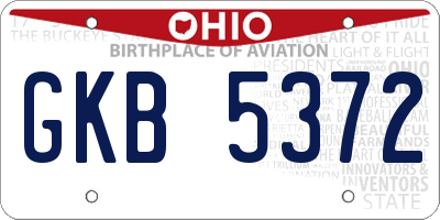 OH license plate GKB5372