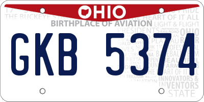 OH license plate GKB5374