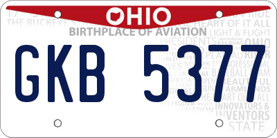 OH license plate GKB5377