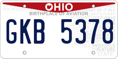 OH license plate GKB5378