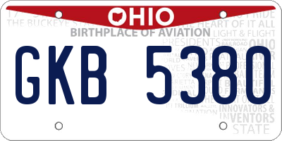 OH license plate GKB5380