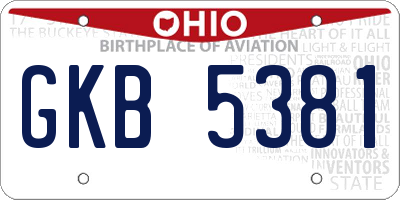 OH license plate GKB5381