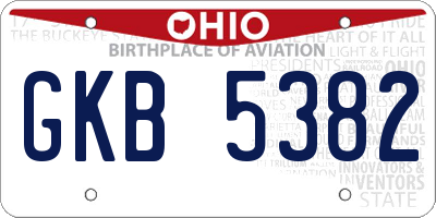 OH license plate GKB5382