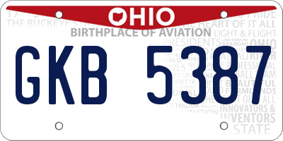 OH license plate GKB5387
