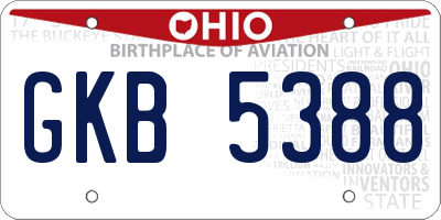 OH license plate GKB5388