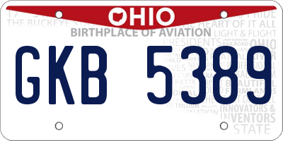 OH license plate GKB5389