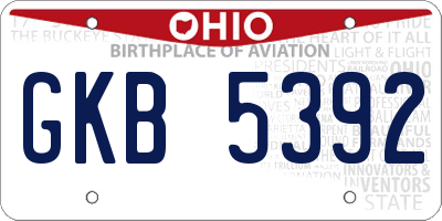 OH license plate GKB5392