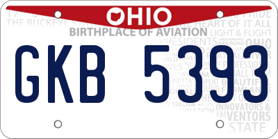 OH license plate GKB5393