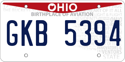 OH license plate GKB5394