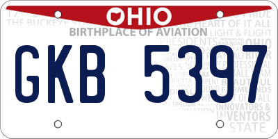 OH license plate GKB5397