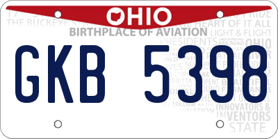 OH license plate GKB5398