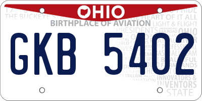 OH license plate GKB5402