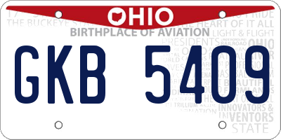 OH license plate GKB5409