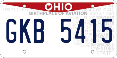 OH license plate GKB5415