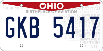 OH license plate GKB5417