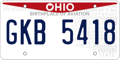 OH license plate GKB5418
