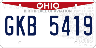 OH license plate GKB5419