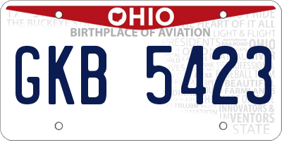 OH license plate GKB5423