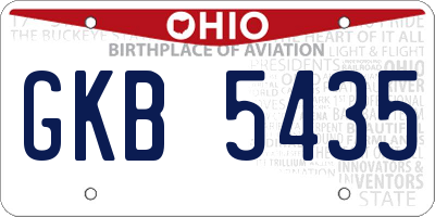 OH license plate GKB5435