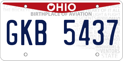 OH license plate GKB5437