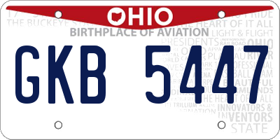 OH license plate GKB5447